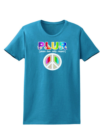 PLUR Rainbow Womens Dark T-Shirt-TooLoud-Turquoise-X-Small-Davson Sales