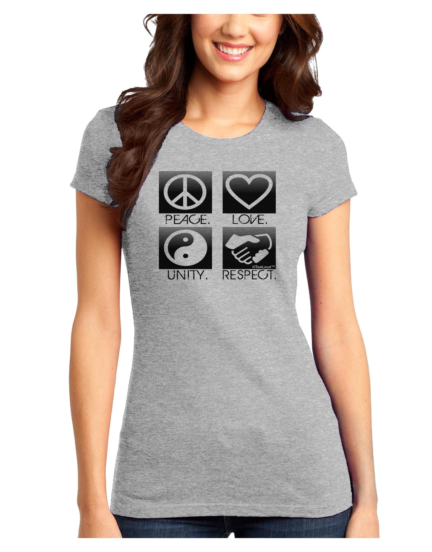 PLUR Squares BnW Juniors T-Shirt-Womens Juniors T-Shirt-TooLoud-Ash-Gray-Juniors Fitted X-Small-Davson Sales