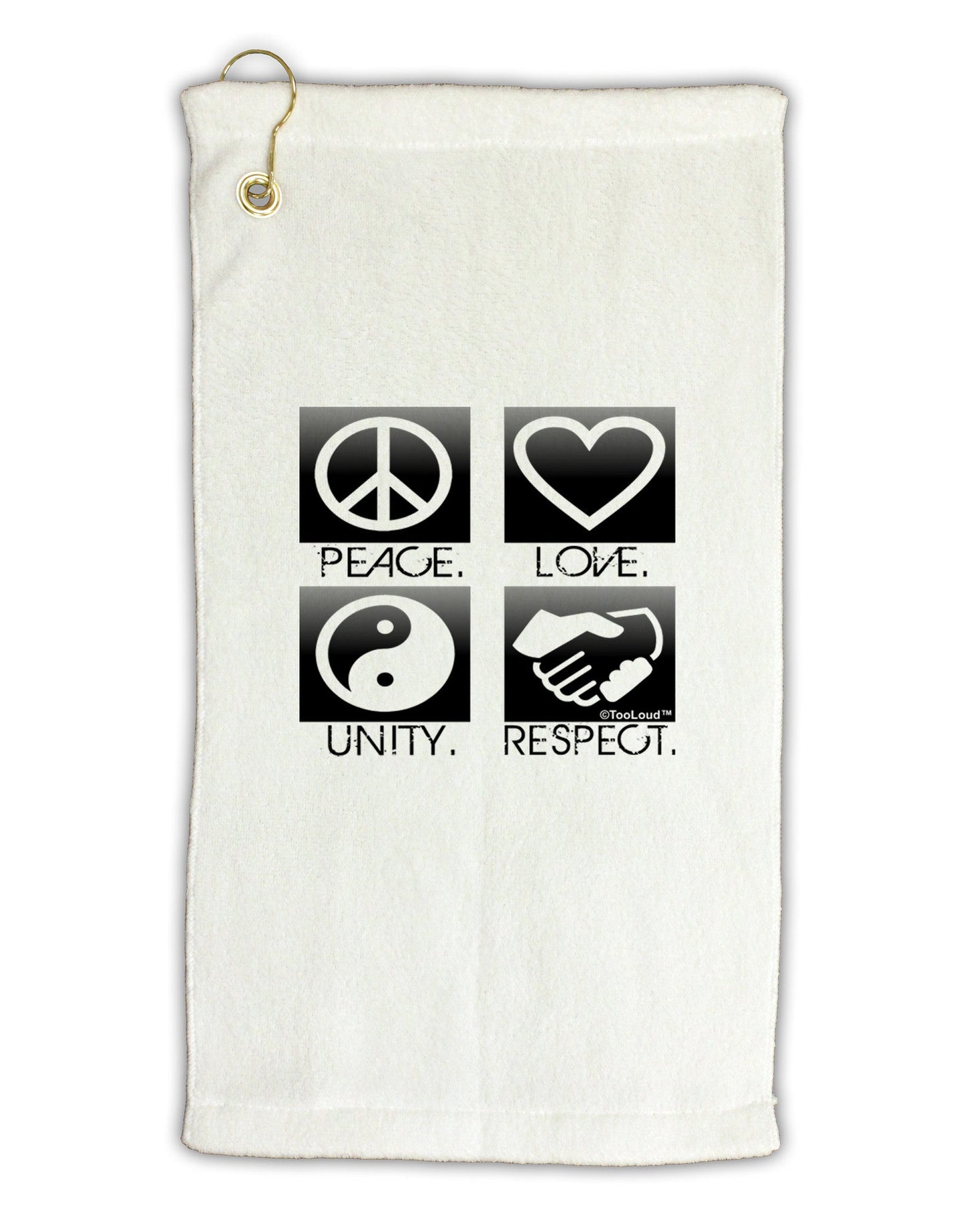 PLUR Squares BnW Micro Terry Gromet Golf Towel 16 x 25 inch-Golf Towel-TooLoud-White-Davson Sales
