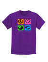 PLUR Squares Color Childrens Dark T-Shirt-Childrens T-Shirt-TooLoud-Purple-X-Small-Davson Sales