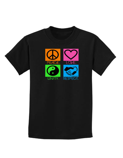 PLUR Squares Color Childrens Dark T-Shirt-Childrens T-Shirt-TooLoud-Black-X-Small-Davson Sales