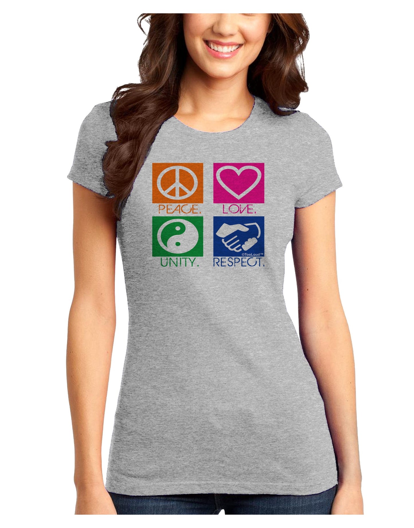 PLUR Squares Color Juniors T-Shirt-Womens Juniors T-Shirt-TooLoud-Ash-Gray-Juniors Fitted X-Small-Davson Sales