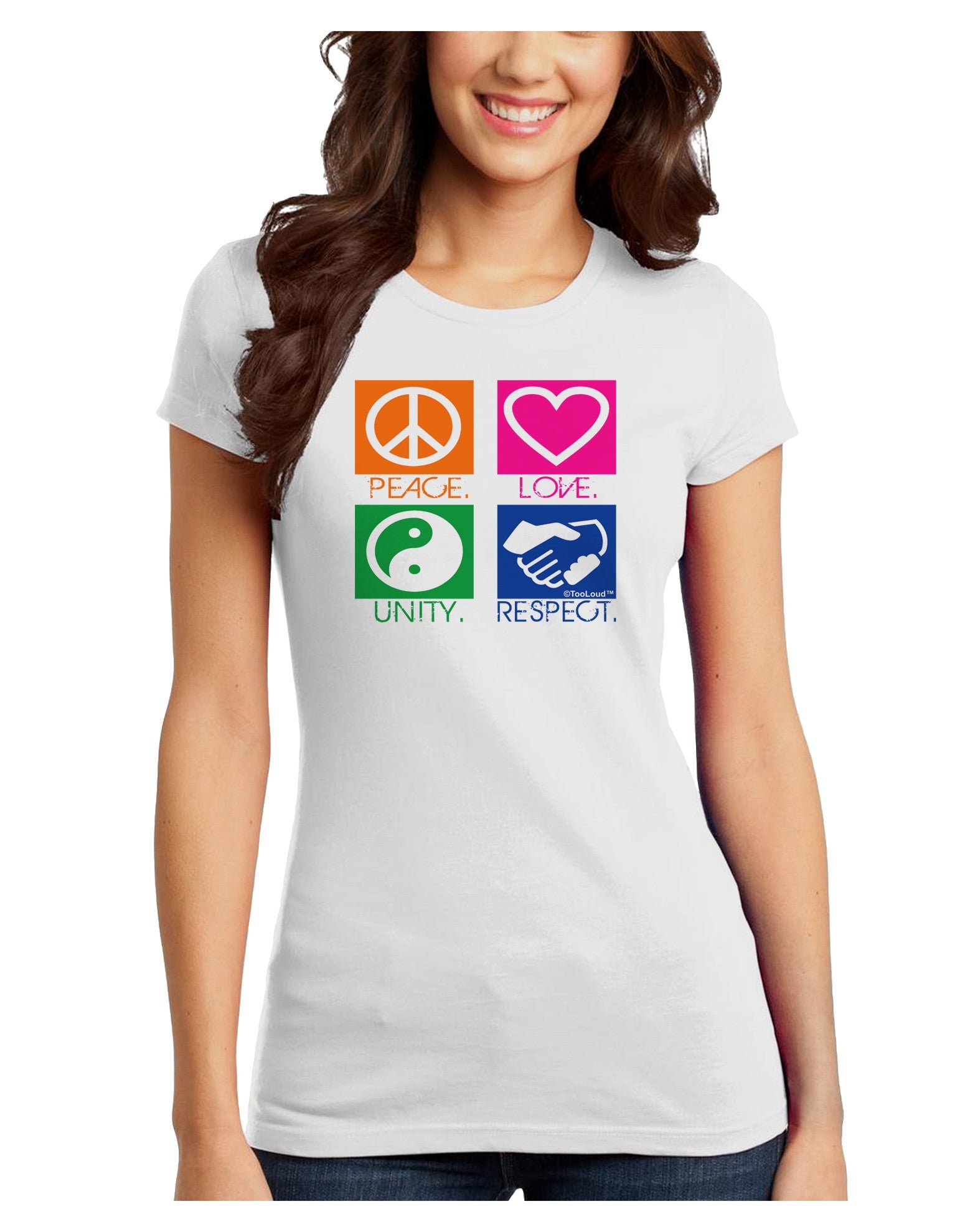 PLUR Squares Color Juniors T-Shirt-Womens Juniors T-Shirt-TooLoud-White-Juniors Fitted X-Small-Davson Sales