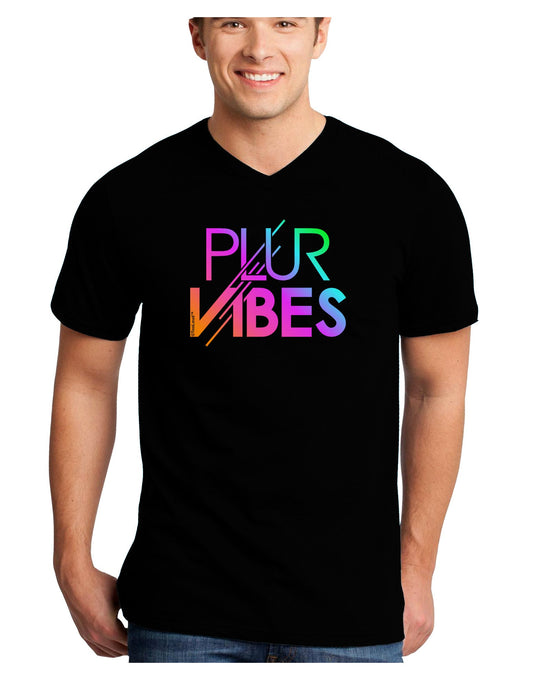 PLUR Vibes Adult Dark V-Neck T-Shirt-TooLoud-Black-Small-Davson Sales