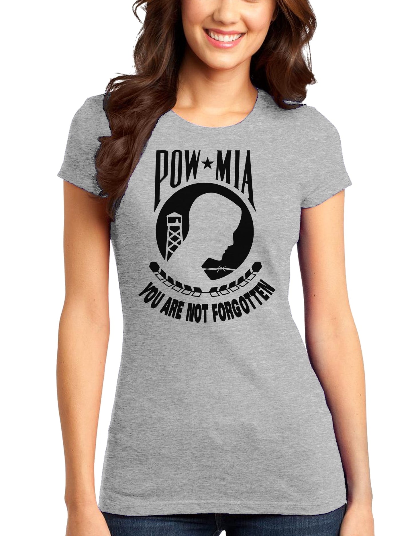 POW MIA Not Forgotten Juniors T-Shirt-Womens Juniors T-Shirt-TooLoud-Heather-Gray-Small-Davson Sales
