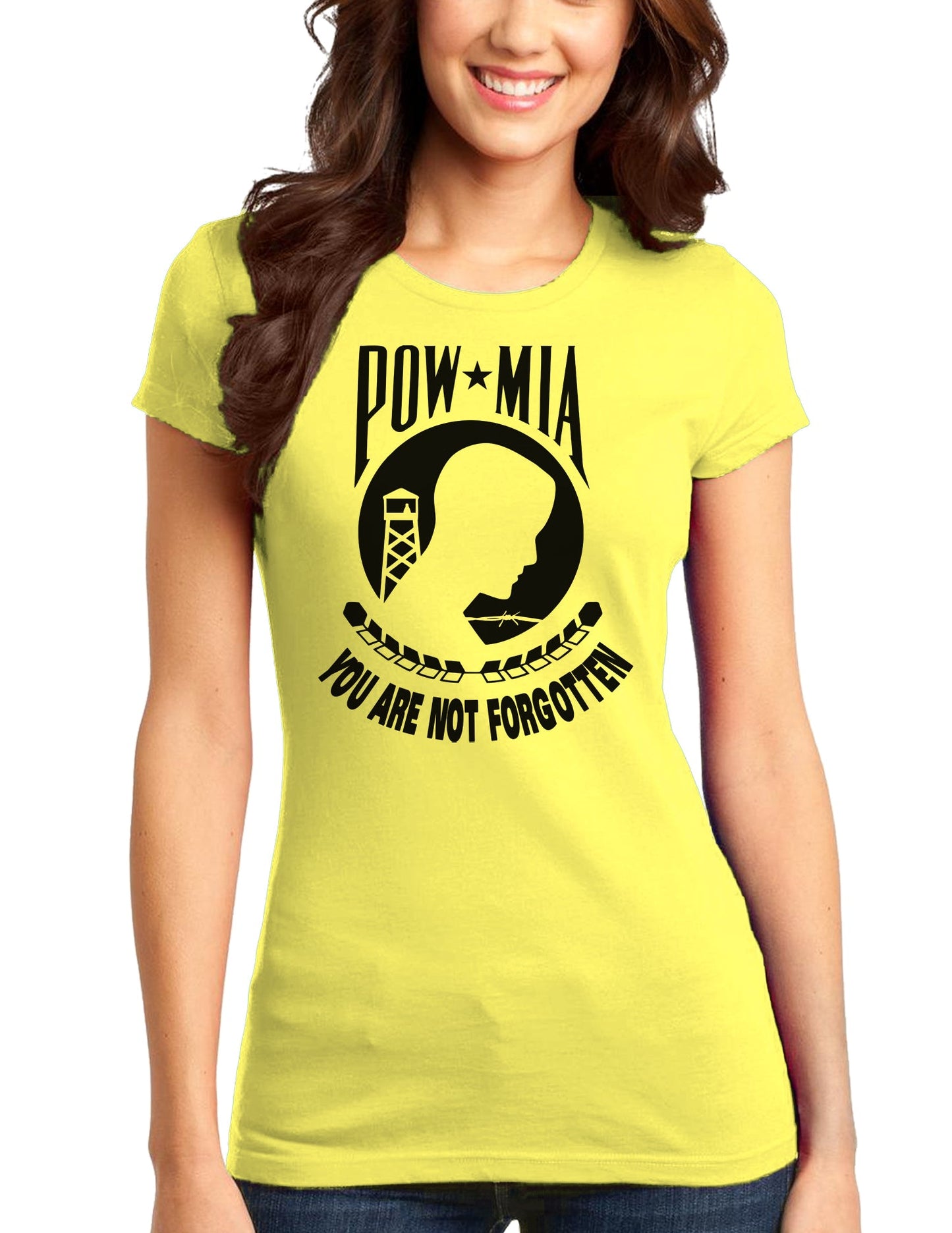 POW MIA Not Forgotten Juniors T-Shirt-Womens Juniors T-Shirt-TooLoud-Yellow-Small-Davson Sales