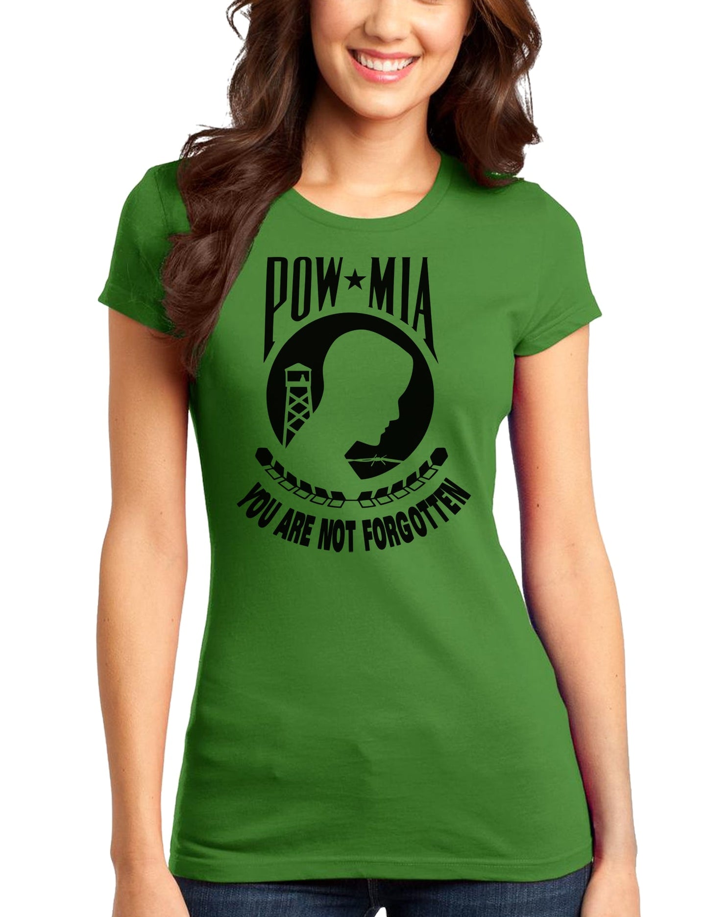 POW MIA Not Forgotten Juniors T-Shirt-Womens Juniors T-Shirt-TooLoud-Kiwi-Green-Small-Davson Sales