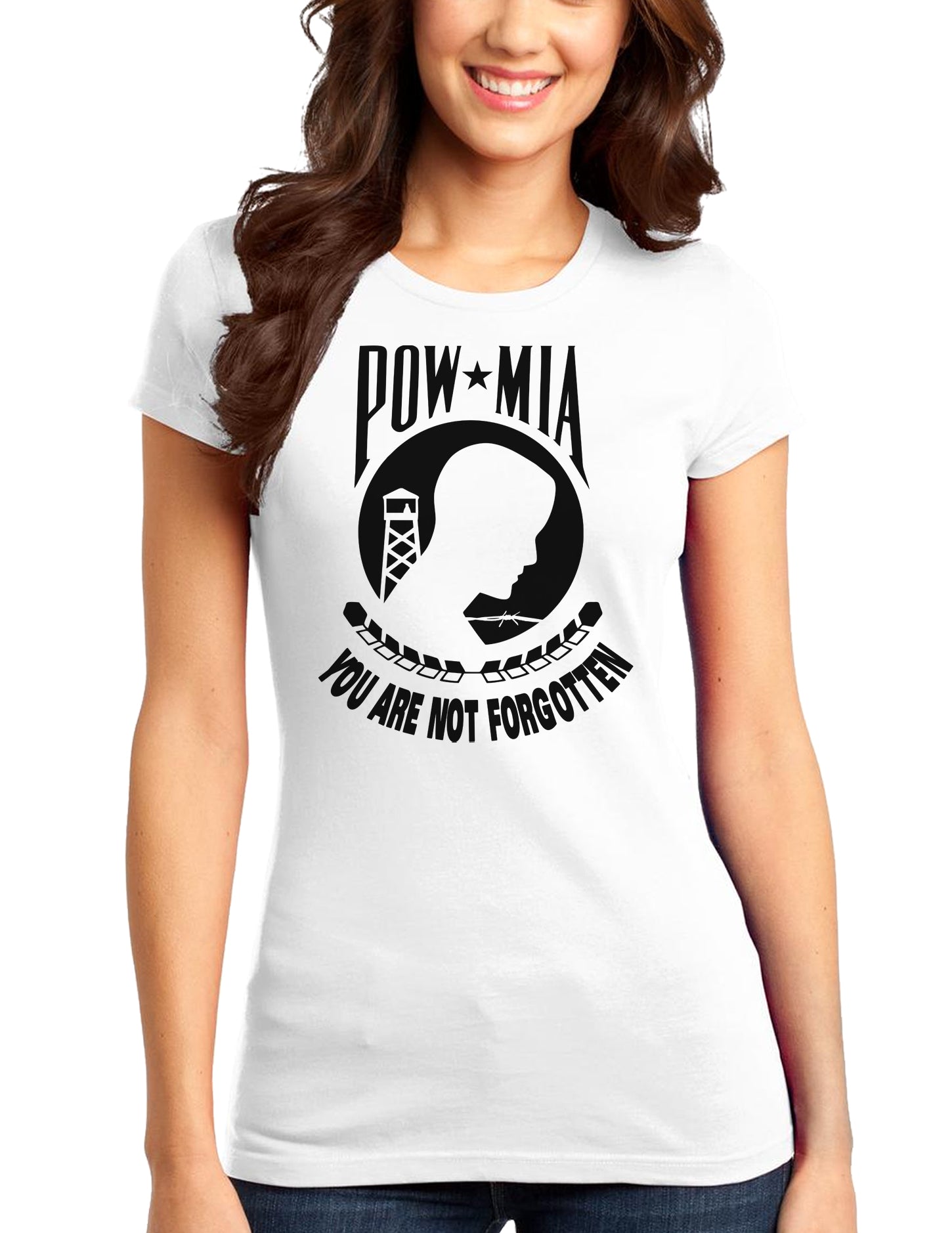 POW MIA Not Forgotten Juniors T-Shirt-Womens Juniors T-Shirt-TooLoud-White-Small-Davson Sales