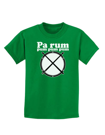 Pa Rum Pum Pum Pum BnW Childrens Dark T-Shirt-Childrens T-Shirt-TooLoud-Kelly-Green-X-Small-Davson Sales