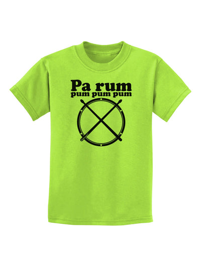 Pa Rum Pum Pum Pum BnW Childrens T-Shirt-Childrens T-Shirt-TooLoud-Lime-Green-X-Small-Davson Sales