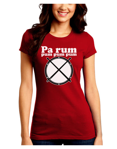 Pa Rum Pum Pum Pum BnW Juniors Crew Dark T-Shirt-T-Shirts Juniors Tops-TooLoud-Red-Juniors Fitted Small-Davson Sales