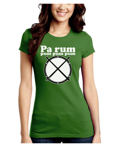 Pa Rum Pum Pum Pum BnW Juniors Crew Dark T-Shirt-T-Shirts Juniors Tops-TooLoud-Kiwi-Green-Juniors Fitted Small-Davson Sales