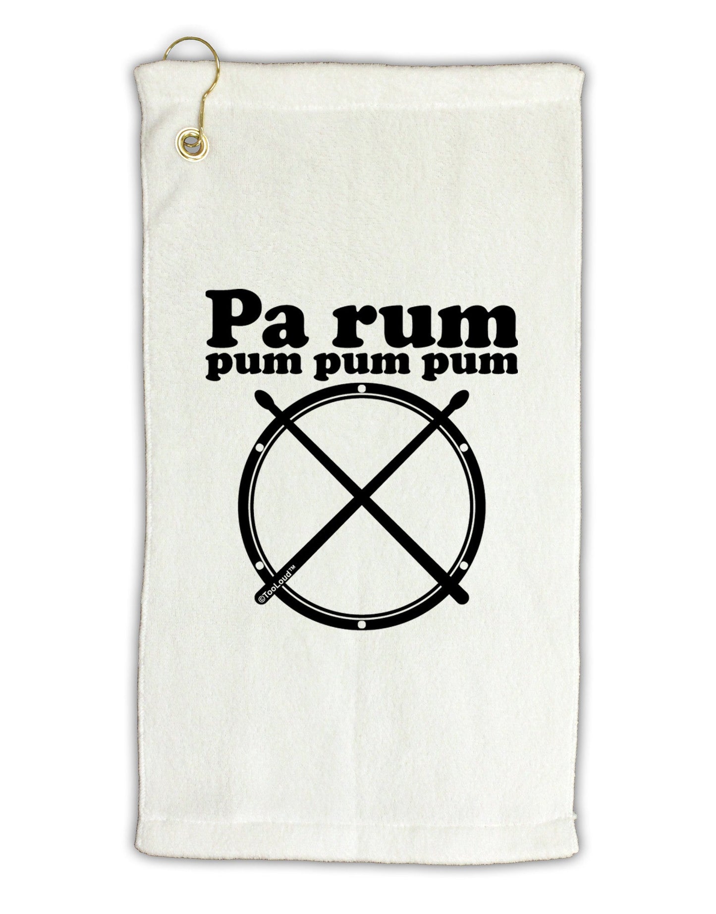 Pa Rum Pum Pum Pum BnW Micro Terry Gromet Golf Towel 11"x19-Golf Towel-TooLoud-White-Davson Sales