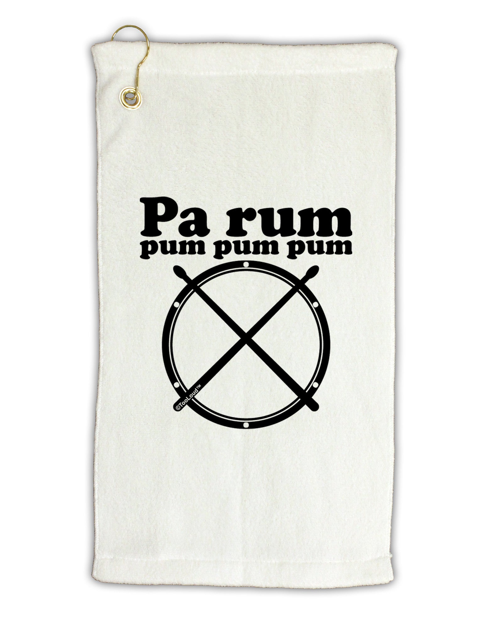 Pa Rum Pum Pum Pum BnW Micro Terry Gromet Golf Towel 11"x19-Golf Towel-TooLoud-White-Davson Sales
