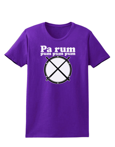 Pa Rum Pum Pum Pum BnW Womens Dark T-Shirt-TooLoud-Purple-X-Small-Davson Sales