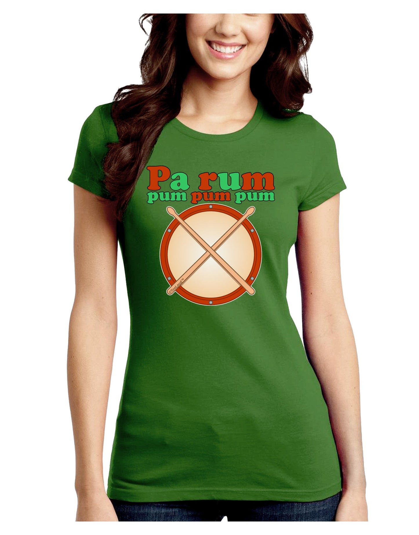 Pa Rum Pum Pum Pum Juniors Crew Dark T-Shirt-T-Shirts Juniors Tops-TooLoud-Kiwi-Green-Juniors Fitted Small-Davson Sales