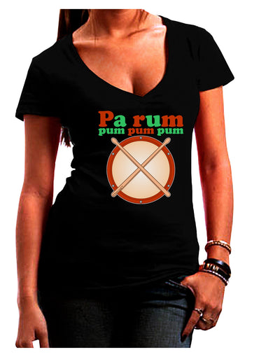 Pa Rum Pum Pum Pum Juniors V-Neck Dark T-Shirt-Womens V-Neck T-Shirts-TooLoud-Black-Juniors Fitted Small-Davson Sales