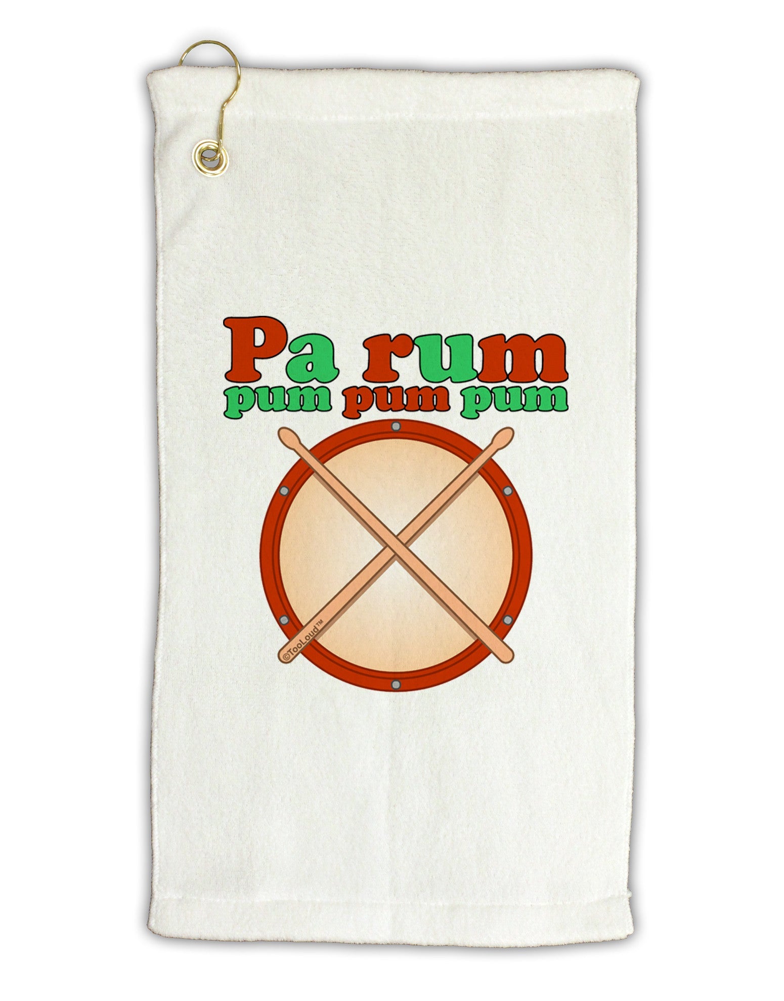 Pa Rum Pum Pum Pum Micro Terry Gromet Golf Towel 11"x19-Golf Towel-TooLoud-White-Davson Sales