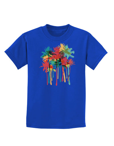 Paint Splash Palm Trees Childrens Dark T-Shirt-Childrens T-Shirt-TooLoud-Royal-Blue-X-Small-Davson Sales