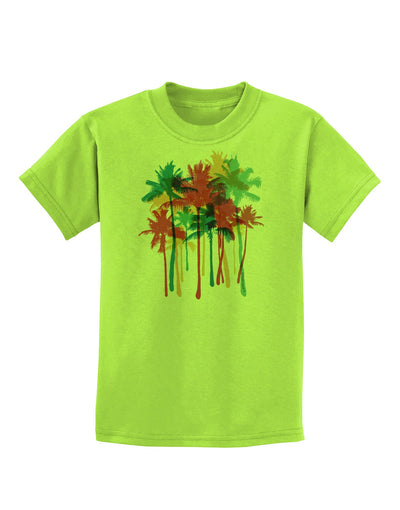 Paint Splash Palm Trees Childrens T-Shirt-Childrens T-Shirt-TooLoud-Lime-Green-X-Small-Davson Sales