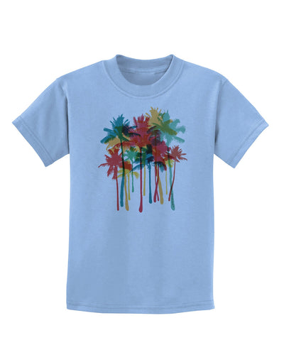 Paint Splash Palm Trees Childrens T-Shirt-Childrens T-Shirt-TooLoud-Light-Blue-X-Small-Davson Sales