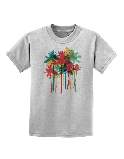 Paint Splash Palm Trees Childrens T-Shirt-Childrens T-Shirt-TooLoud-AshGray-X-Small-Davson Sales