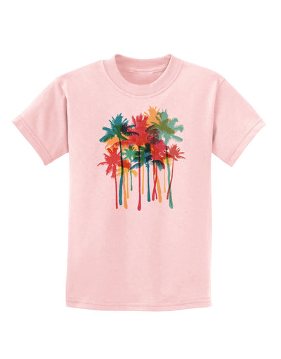 Paint Splash Palm Trees Childrens T-Shirt-Childrens T-Shirt-TooLoud-PalePink-X-Small-Davson Sales