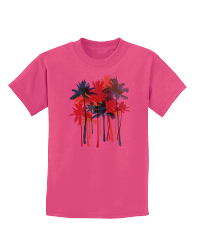 Paint Splash Palm Trees Childrens T-Shirt-Childrens T-Shirt-TooLoud-Sangria-X-Small-Davson Sales