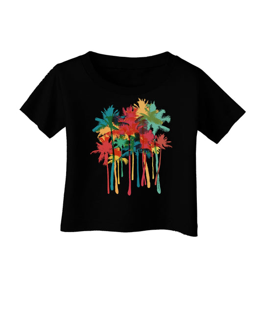 Paint Splash Palm Trees Infant T-Shirt Dark-Infant T-Shirt-TooLoud-Black-06-Months-Davson Sales