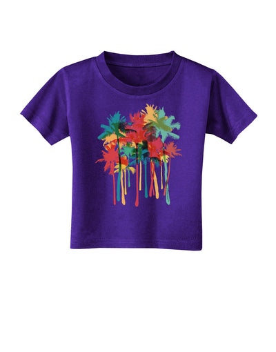 Paint Splash Palm Trees Toddler T-Shirt Dark-Toddler T-Shirt-TooLoud-Purple-2T-Davson Sales