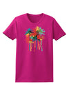 Paint Splash Palm Trees Womens Dark T-Shirt-TooLoud-Hot-Pink-Small-Davson Sales