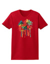 Paint Splash Palm Trees Womens Dark T-Shirt-TooLoud-Red-X-Small-Davson Sales