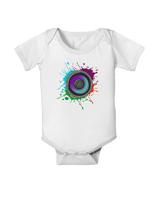 Paint Splatter Speaker Baby Romper Bodysuit-Baby Romper-TooLoud-White-06-Months-Davson Sales