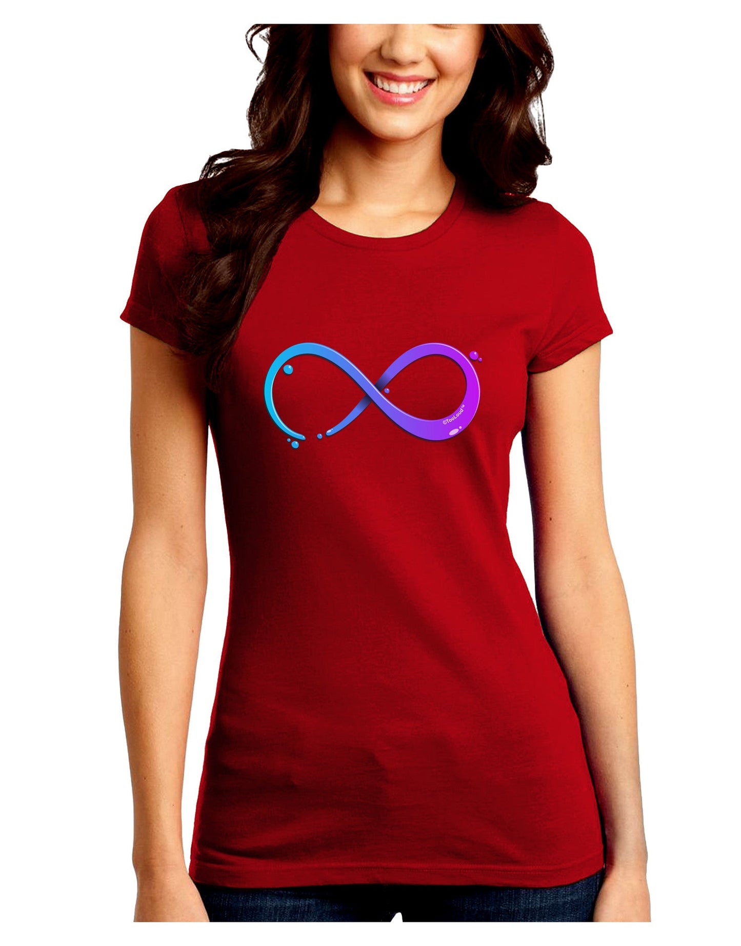 Painted Infinity Juniors Petite Crew Dark T-Shirt-T-Shirts Juniors Tops-TooLoud-Red-Juniors Fitted Small-Davson Sales