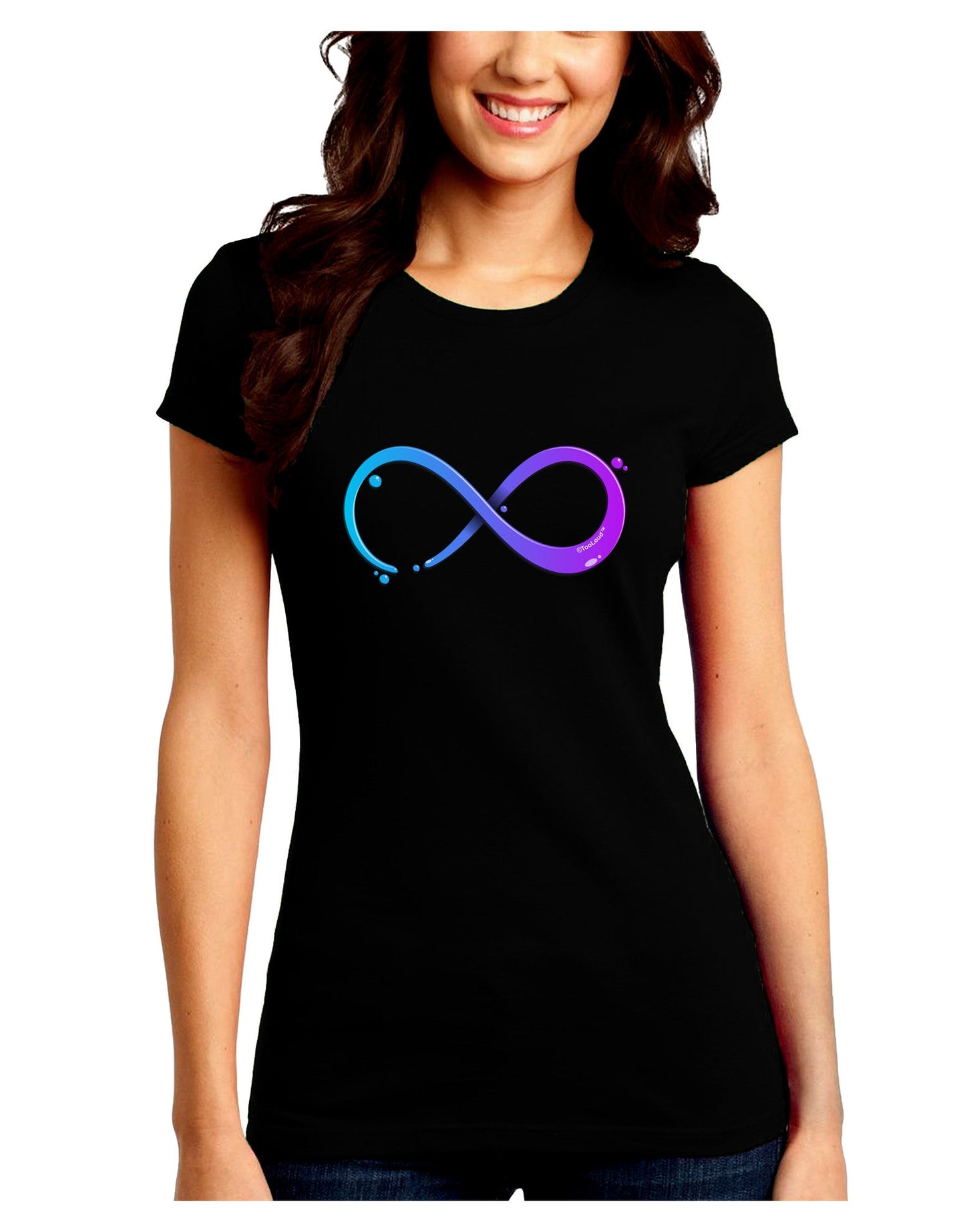 Painted Infinity Juniors Petite Crew Dark T-Shirt-T-Shirts Juniors Tops-TooLoud-Black-Juniors Fitted Small-Davson Sales