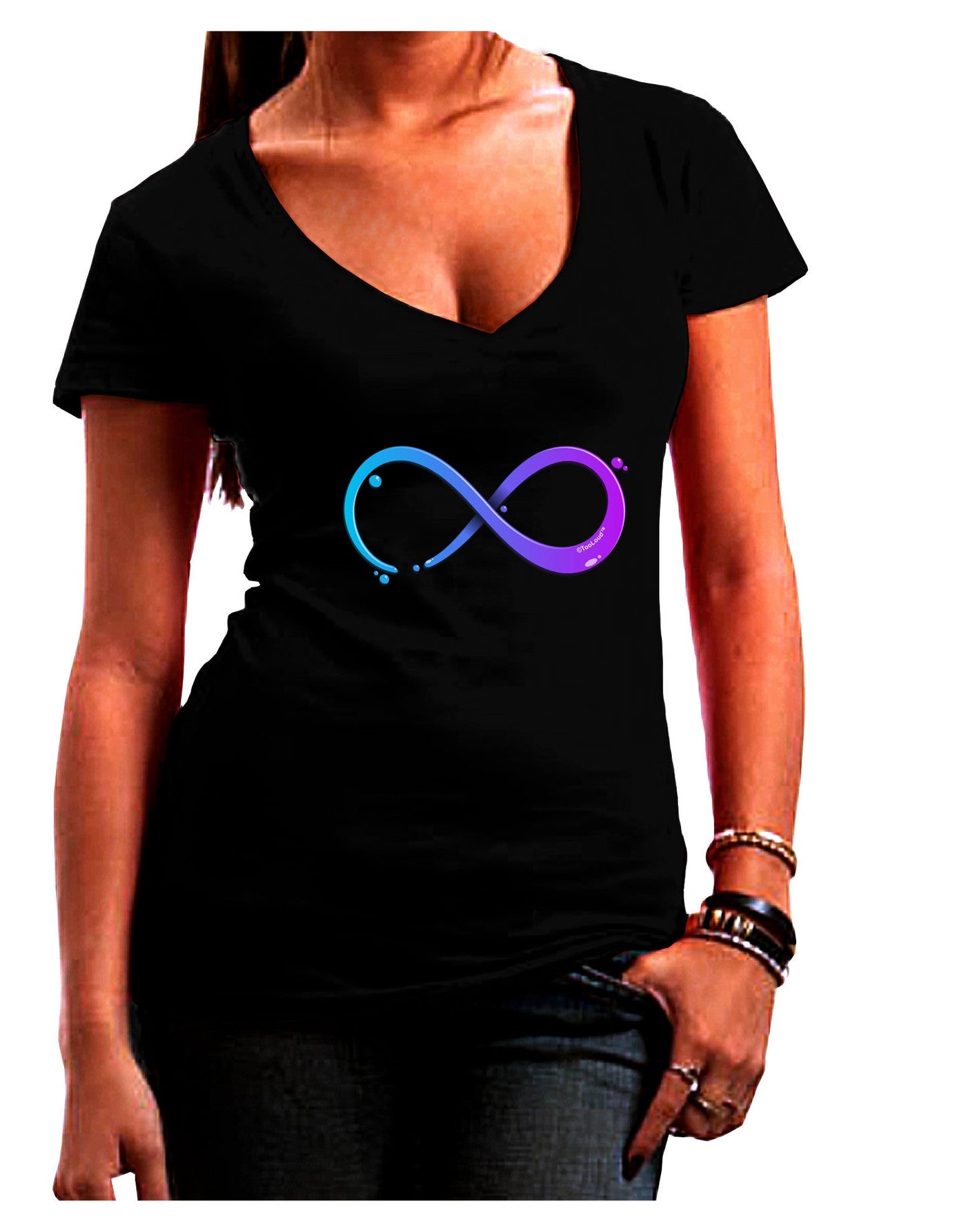 Painted Infinity Womens V-Neck Dark T-Shirt-Womens V-Neck T-Shirts-TooLoud-Black-Juniors Fitted Small-Davson Sales
