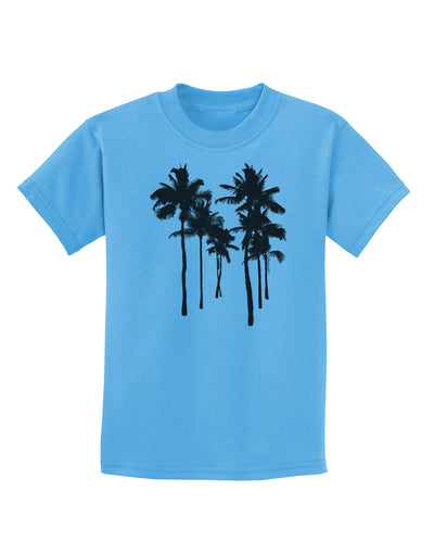 Palm Rows Silhouette Childrens T-Shirt-Childrens T-Shirt-TooLoud-Aquatic-Blue-X-Small-Davson Sales