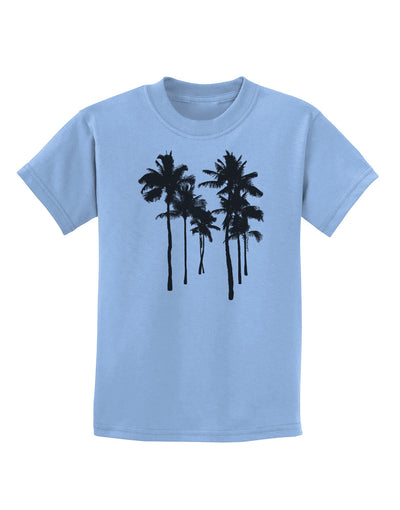 Palm Rows Silhouette Childrens T-Shirt-Childrens T-Shirt-TooLoud-Light-Blue-X-Small-Davson Sales