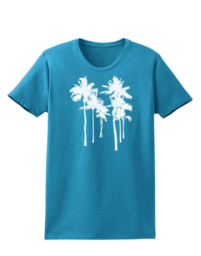 Palm Rows Silhouette Womens Dark T-Shirt-TooLoud-Turquoise-X-Small-Davson Sales