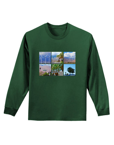 Palm Springs Square Collage Adult Long Sleeve Dark T-Shirt-TooLoud-Dark-Green-Small-Davson Sales