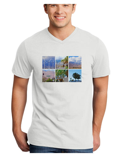 Palm Springs Square Collage Adult V-Neck T-shirt-Mens V-Neck T-Shirt-TooLoud-White-Small-Davson Sales