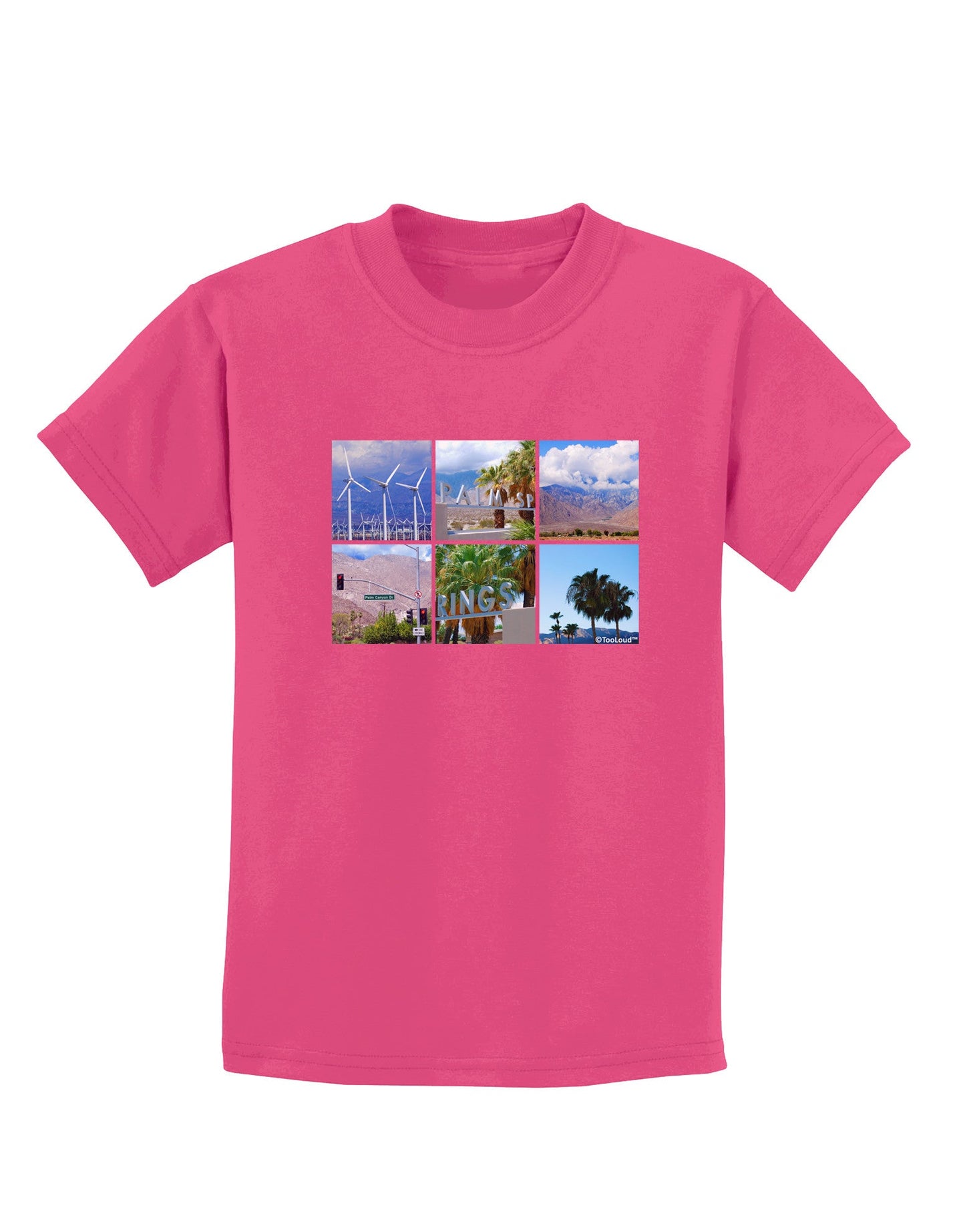 Palm Springs Square Collage Childrens Dark T-Shirt-Childrens T-Shirt-TooLoud-Sangria-X-Small-Davson Sales