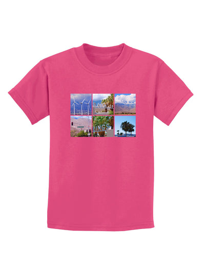 Palm Springs Square Collage Childrens Dark T-Shirt-Childrens T-Shirt-TooLoud-Sangria-X-Small-Davson Sales