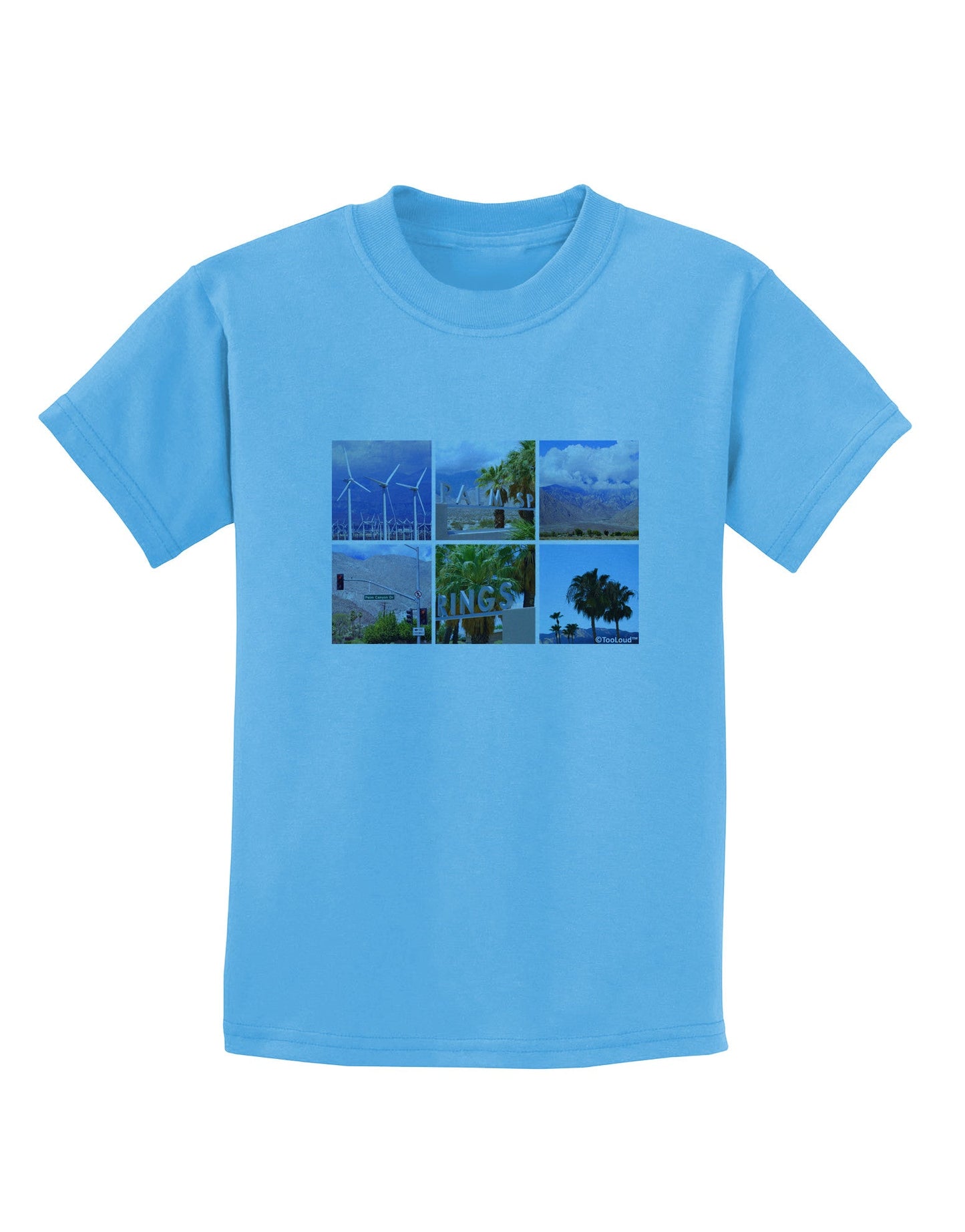 Palm Springs Square Collage Childrens T-Shirt-Childrens T-Shirt-TooLoud-Aquatic-Blue-X-Small-Davson Sales