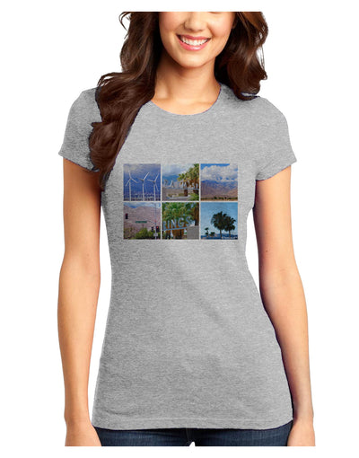 Palm Springs Square Collage Juniors T-Shirt-Womens Juniors T-Shirt-TooLoud-Ash-Gray-Juniors Fitted X-Small-Davson Sales