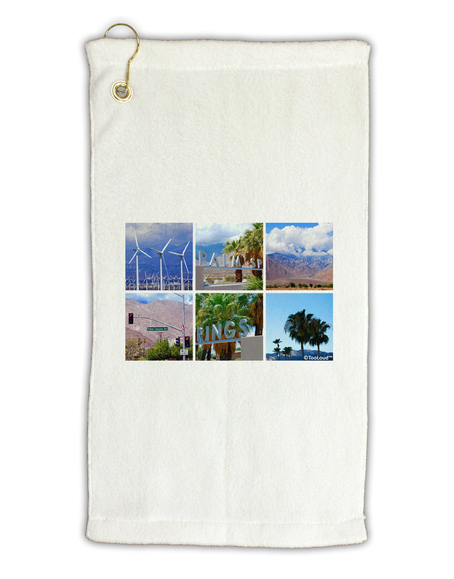 Palm Springs Square Collage Micro Terry Gromet Golf Towel 16 x 25 inch-Golf Towel-TooLoud-White-Davson Sales