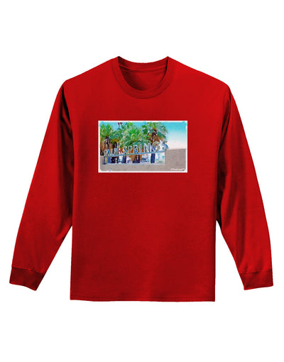 Palm Springs Watercolor Adult Long Sleeve Dark T-Shirt-TooLoud-Red-Small-Davson Sales