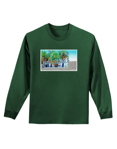 Palm Springs Watercolor Adult Long Sleeve Dark T-Shirt-TooLoud-Dark-Green-Small-Davson Sales