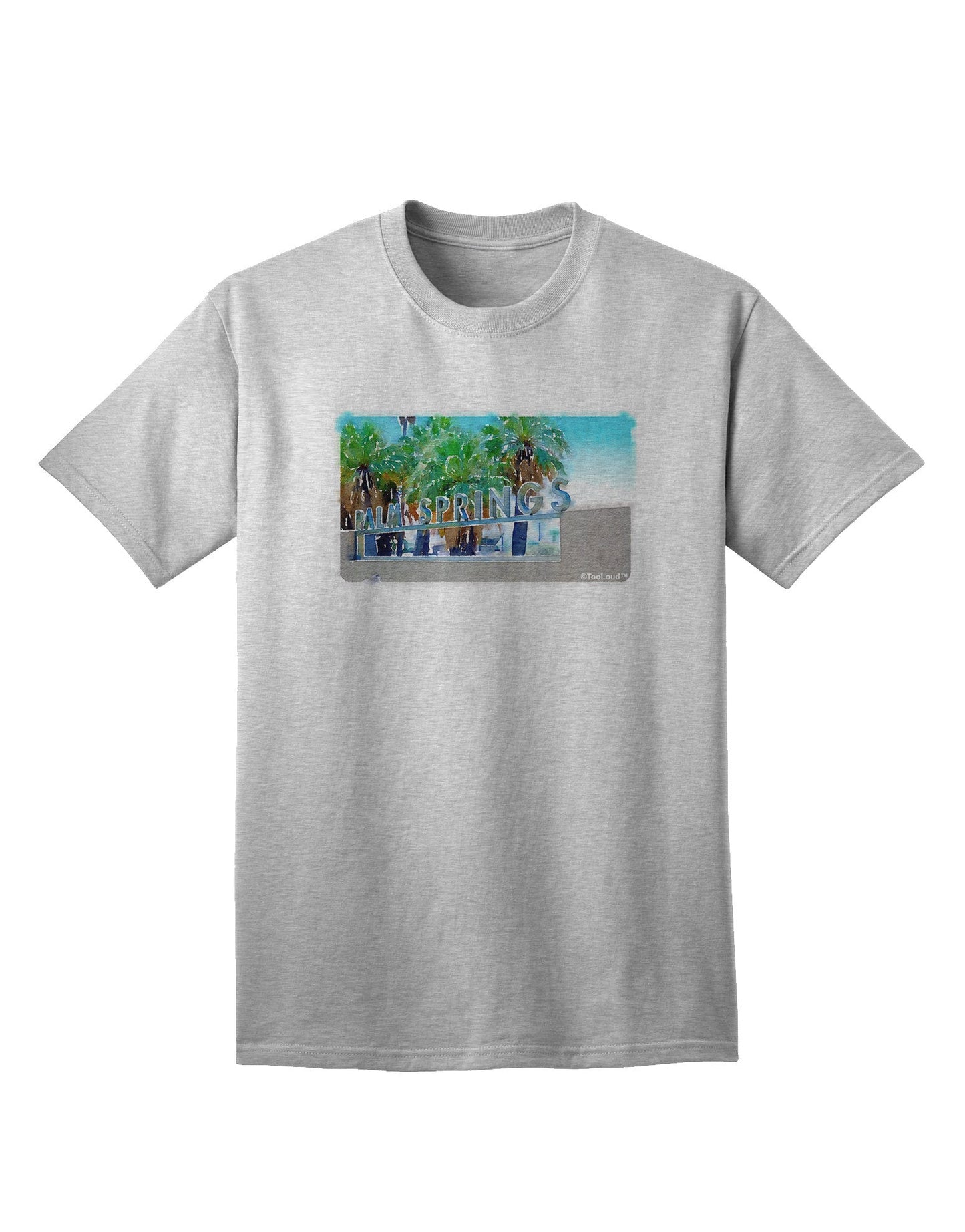 Palm Springs Watercolor Adult T-Shirt-Mens T-Shirt-TooLoud-AshGray-Small-Davson Sales