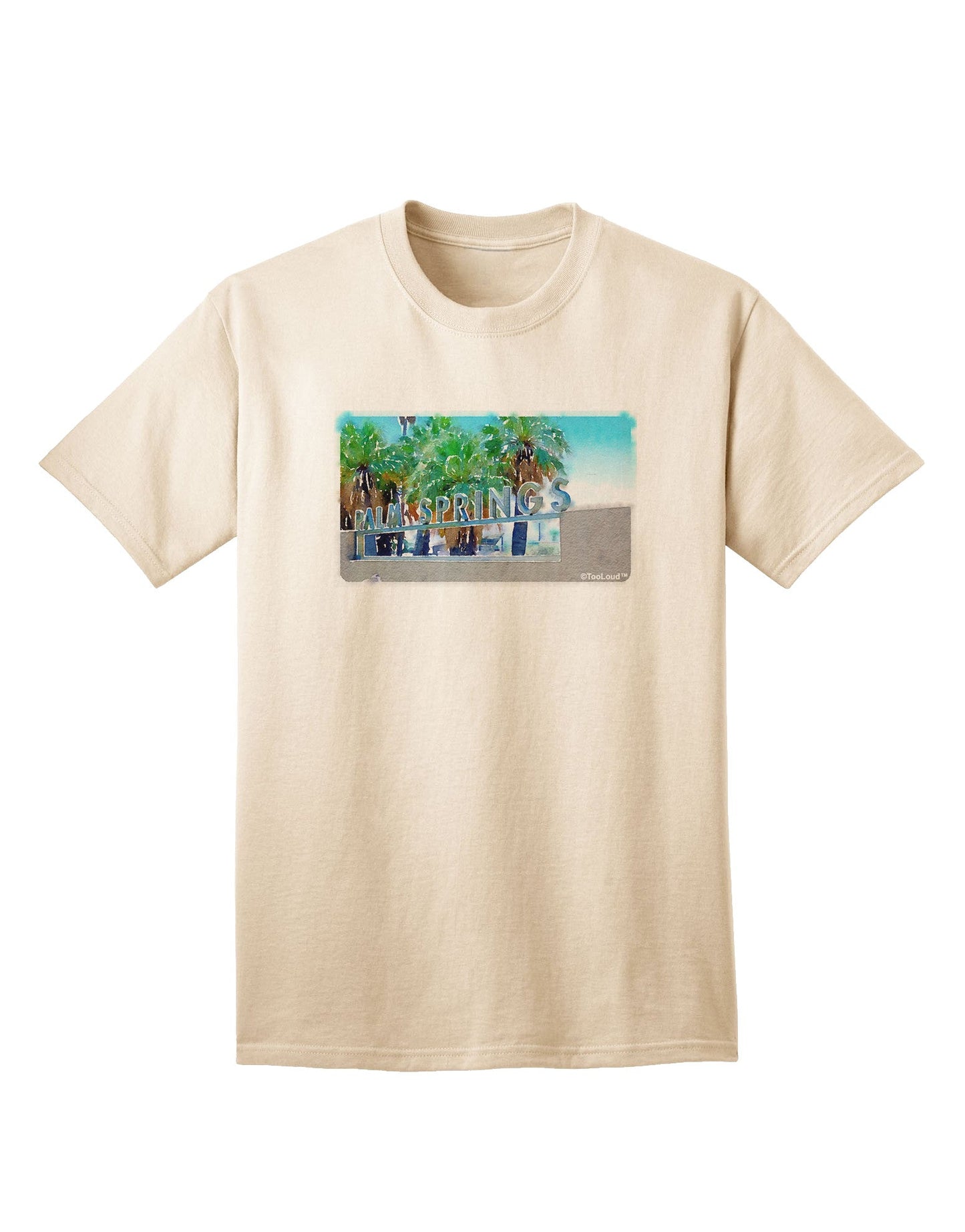 Palm Springs Watercolor Adult T-Shirt-Mens T-Shirt-TooLoud-Natural-Small-Davson Sales